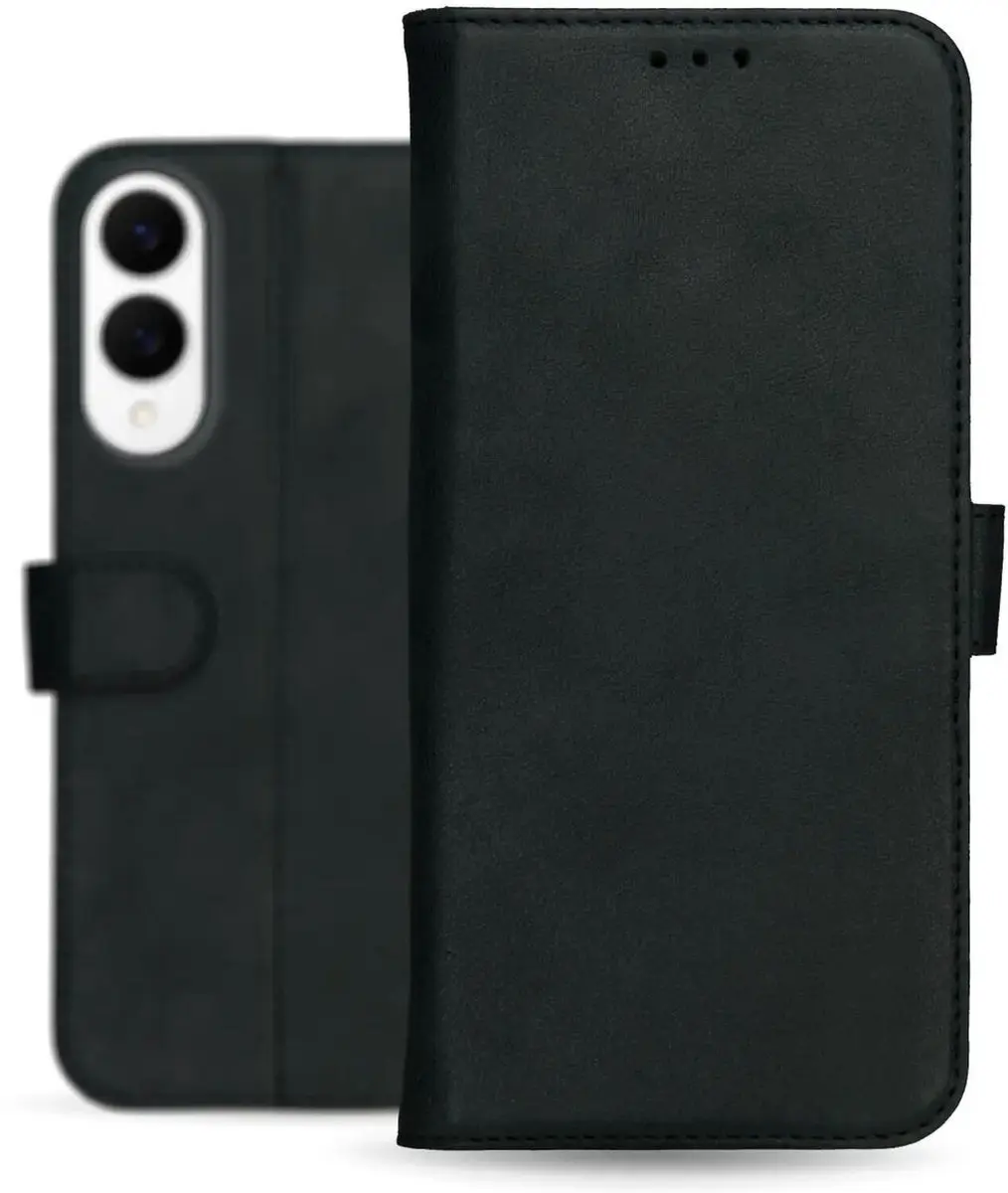 Rosso Deluxe Echt Leer Hoesje Samsung Galaxy S25 Edge - 3 Pasjes - Zwart - afbeelding 6 van 6