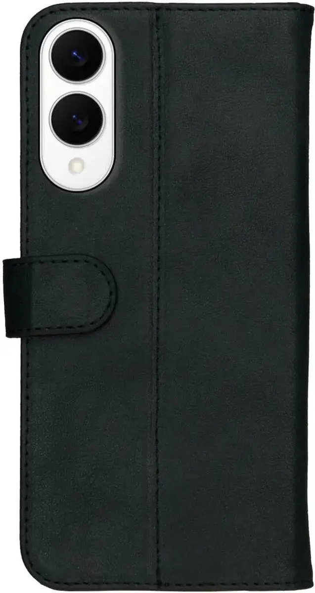 Rosso Deluxe Echt Leer Hoesje Samsung Galaxy S25 Edge - 3 Pasjes - Zwart