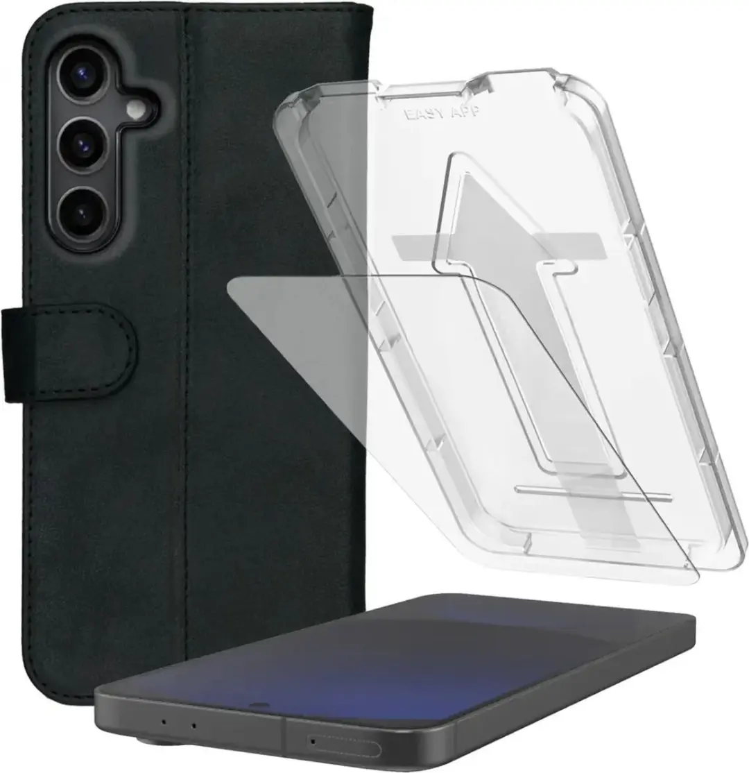 Rosso Deluxe Hoesje + 9H Tempered Glass Geschikt voor Samsung Galaxy S24 FE