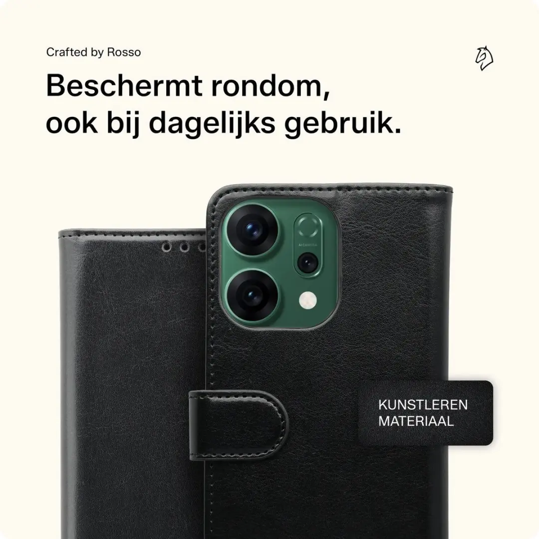 Rosso Element Wallet Book Case 224466 - Oppo Reno 14 Pro - 3 Pasjes - Zwart - afbeelding 6 van 6