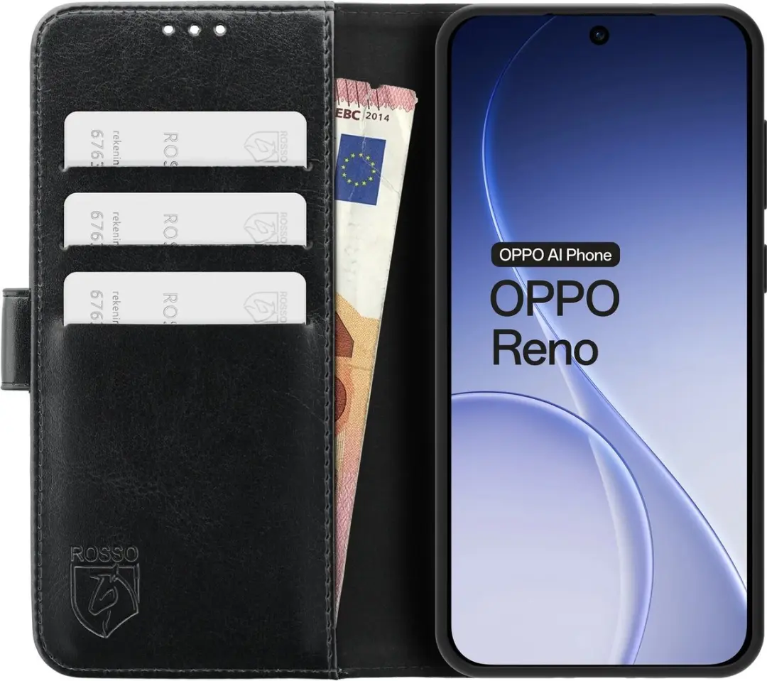 Rosso Element Wallet Book Case 224466 - Oppo Reno 14 Pro - 3 Pasjes - Zwart