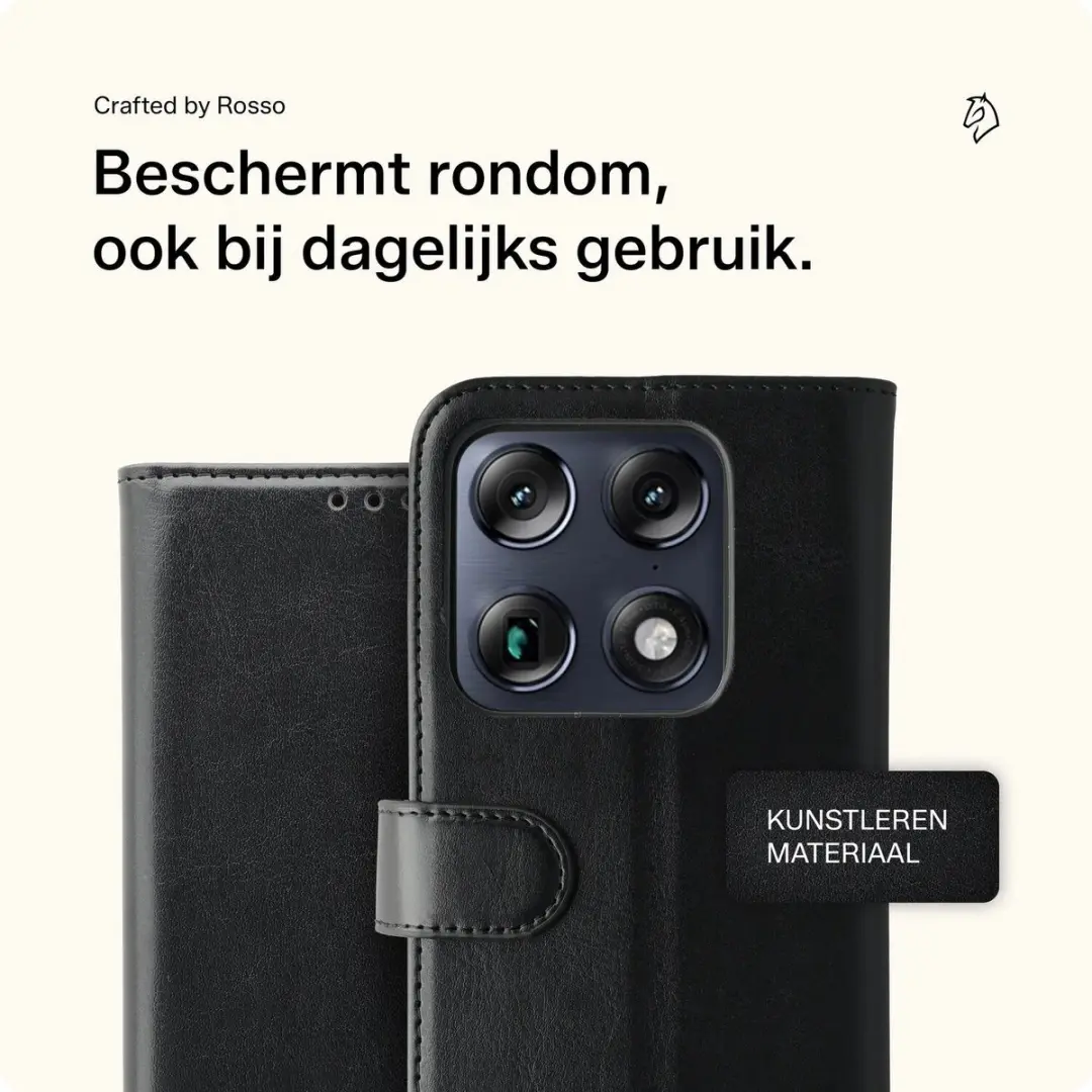 Rosso Element Wallet Book Case Motorola Signature - 3 Pasjes - Zwart
