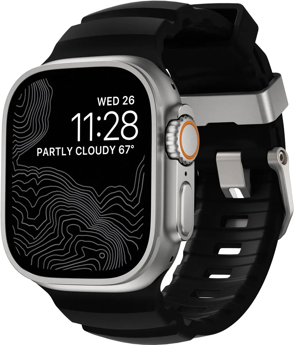 NOMAD Rocky Point Horlogeband - Apple Watch 45-49mm - Zwart