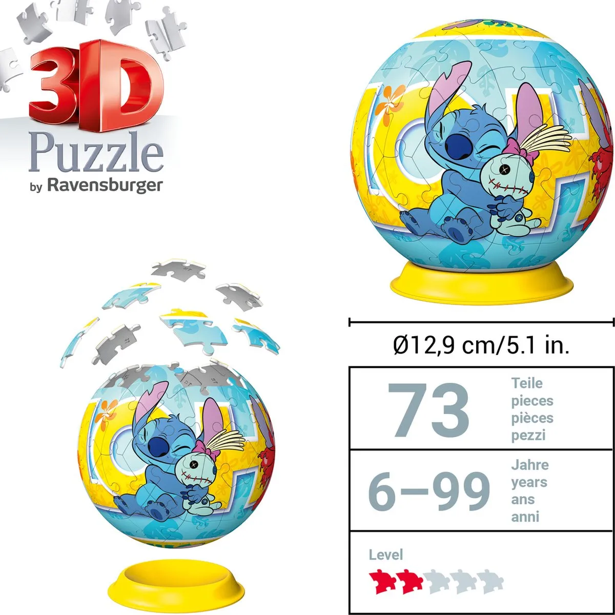 Ravensburger Disney Stitch 3D Puzzelbal 54 Stukjes - MPN 11599 - afbeelding 6 van 6