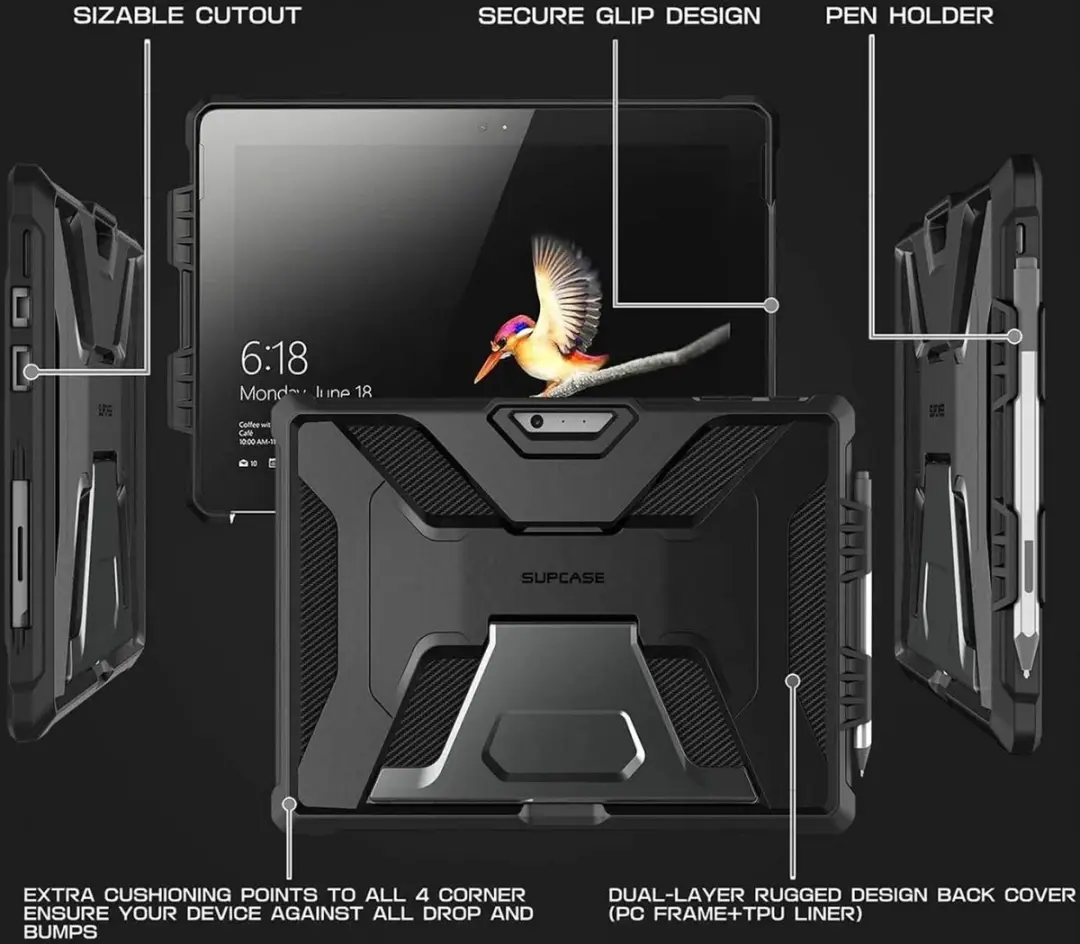 Supcase Unicorn Beetle Pro Back Cover - Microsoft Surface Pro 4/6/7/Plus - 12.3" - Zwart - afbeelding 5 van 6