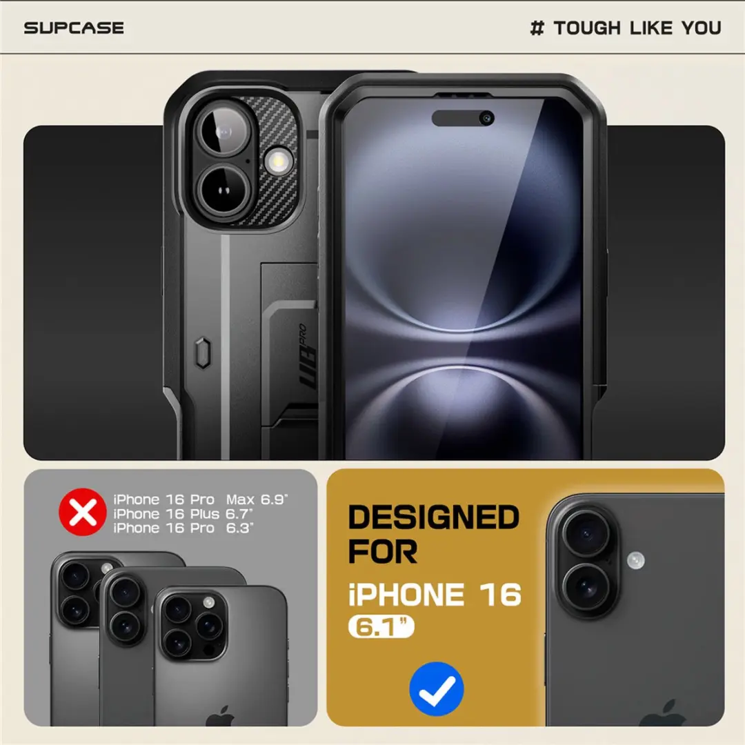 Supcase 360 Backcase iPhone 16 - Zwart - MPN 12032