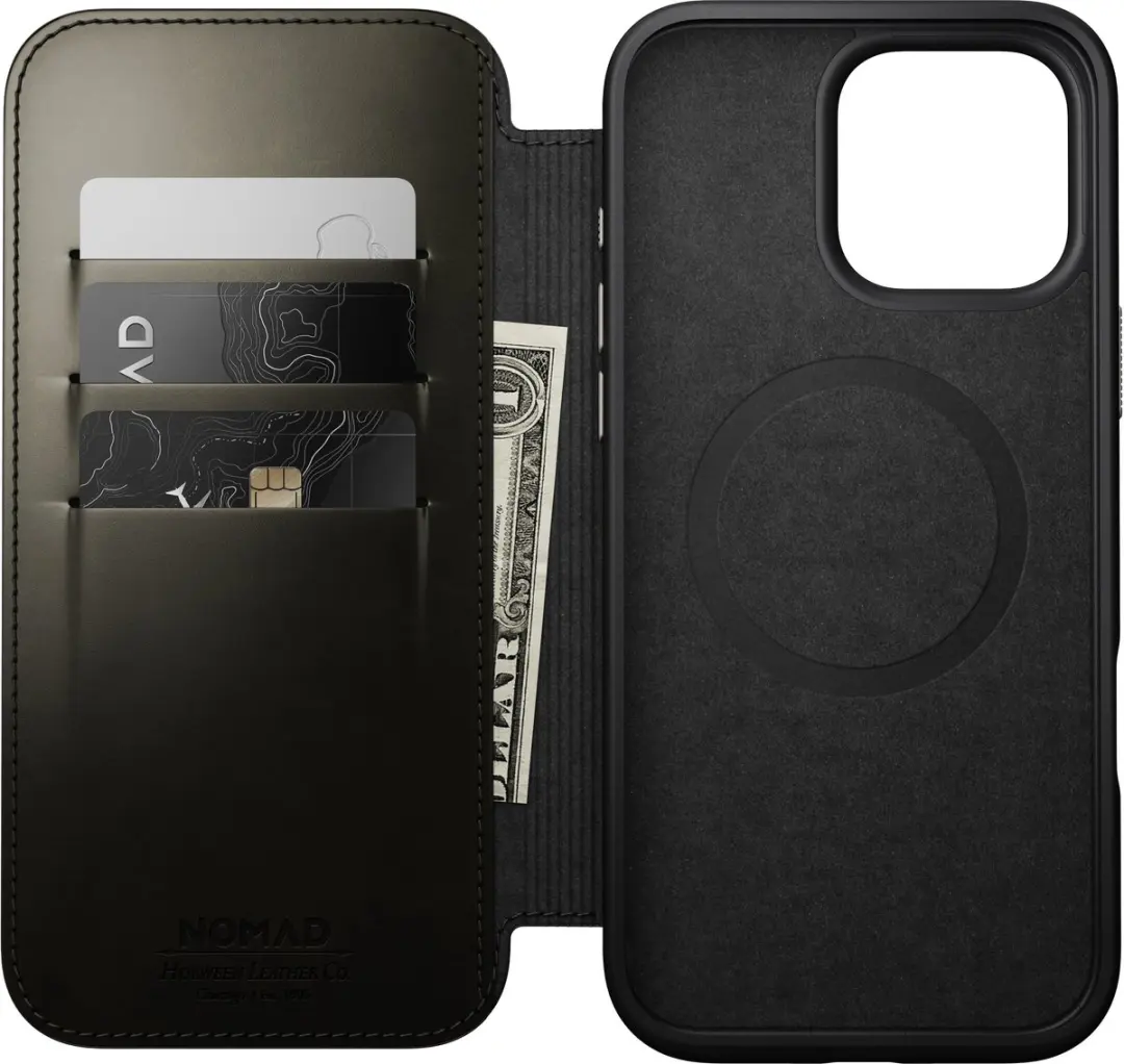NOMAD Modern Horween Lederen Folio iPhone 16 Pro Max 114681117070 - Groen