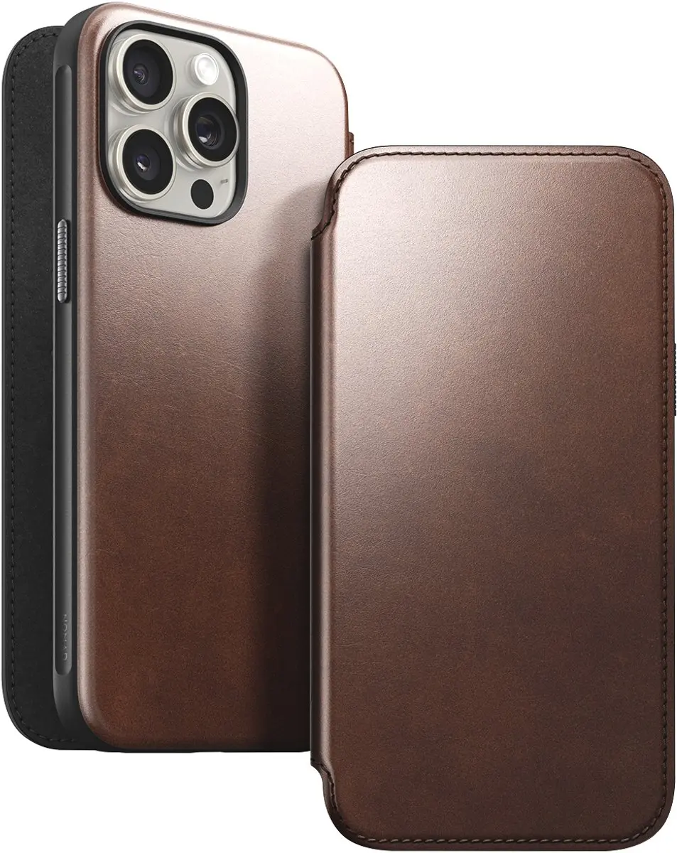 NOMAD Modern Leather Folio 114674118E8E - iPhone 15 Pro Max Hoesje - Bruin