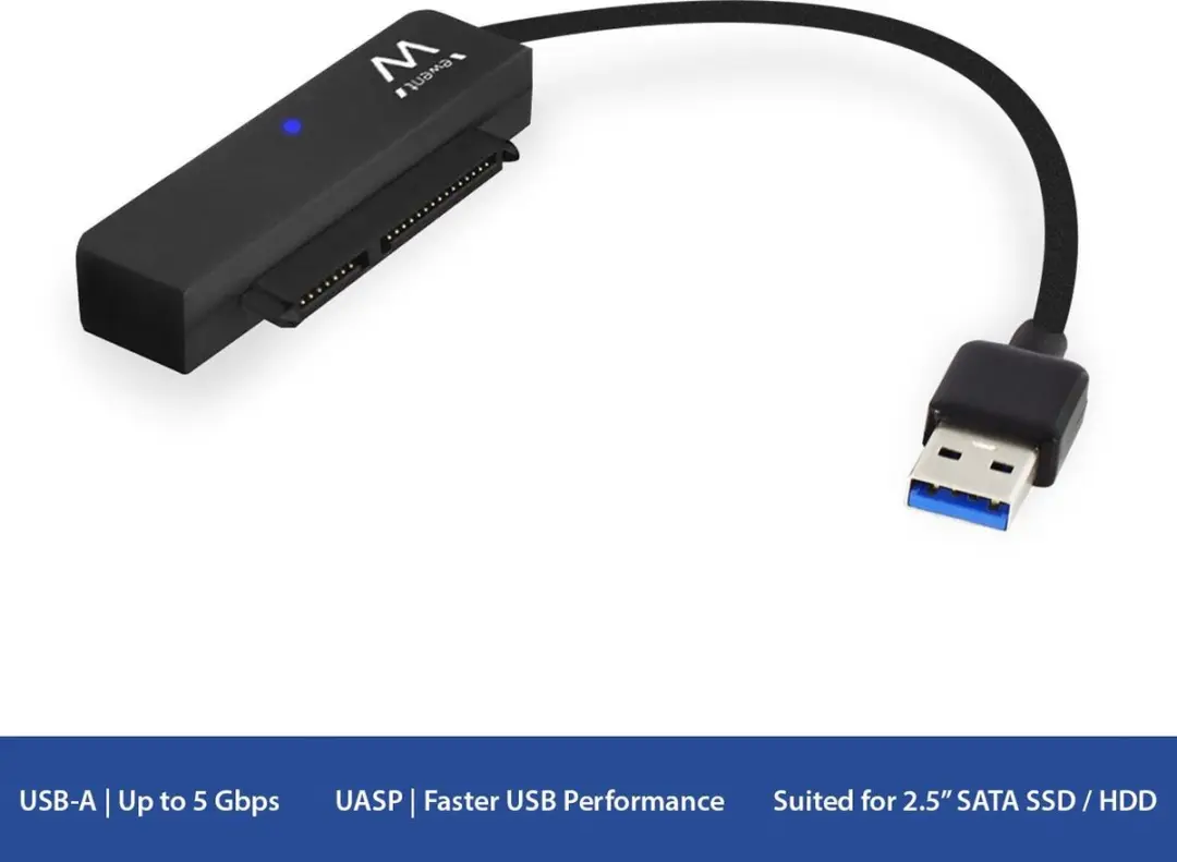 Ewent EW7017 SATA naar USB 3.0 Adapter - 2.5" HDD/SSD - Antraciet - afbeelding 2 van 6