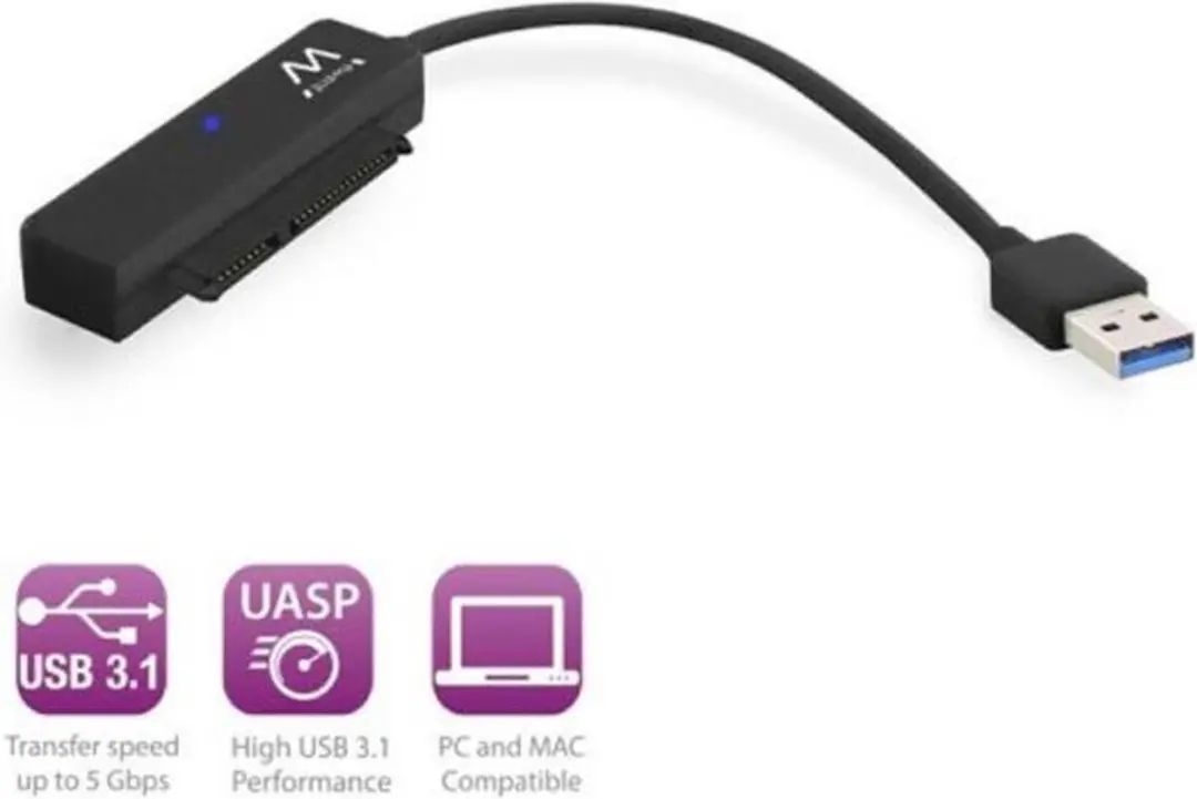 Ewent EW7017 SATA naar USB 3.0 Adapter - 2.5" HDD/SSD - Antraciet - afbeelding 4 van 6