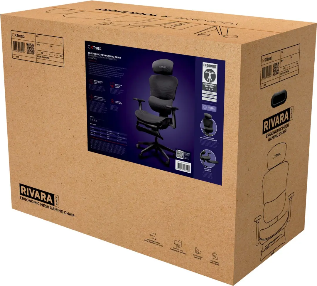 Trust GXT 725 Rivara Gamestoel - 3D-armleuningen - Ademend mesh - 150 kg - afbeelding 4 van 6