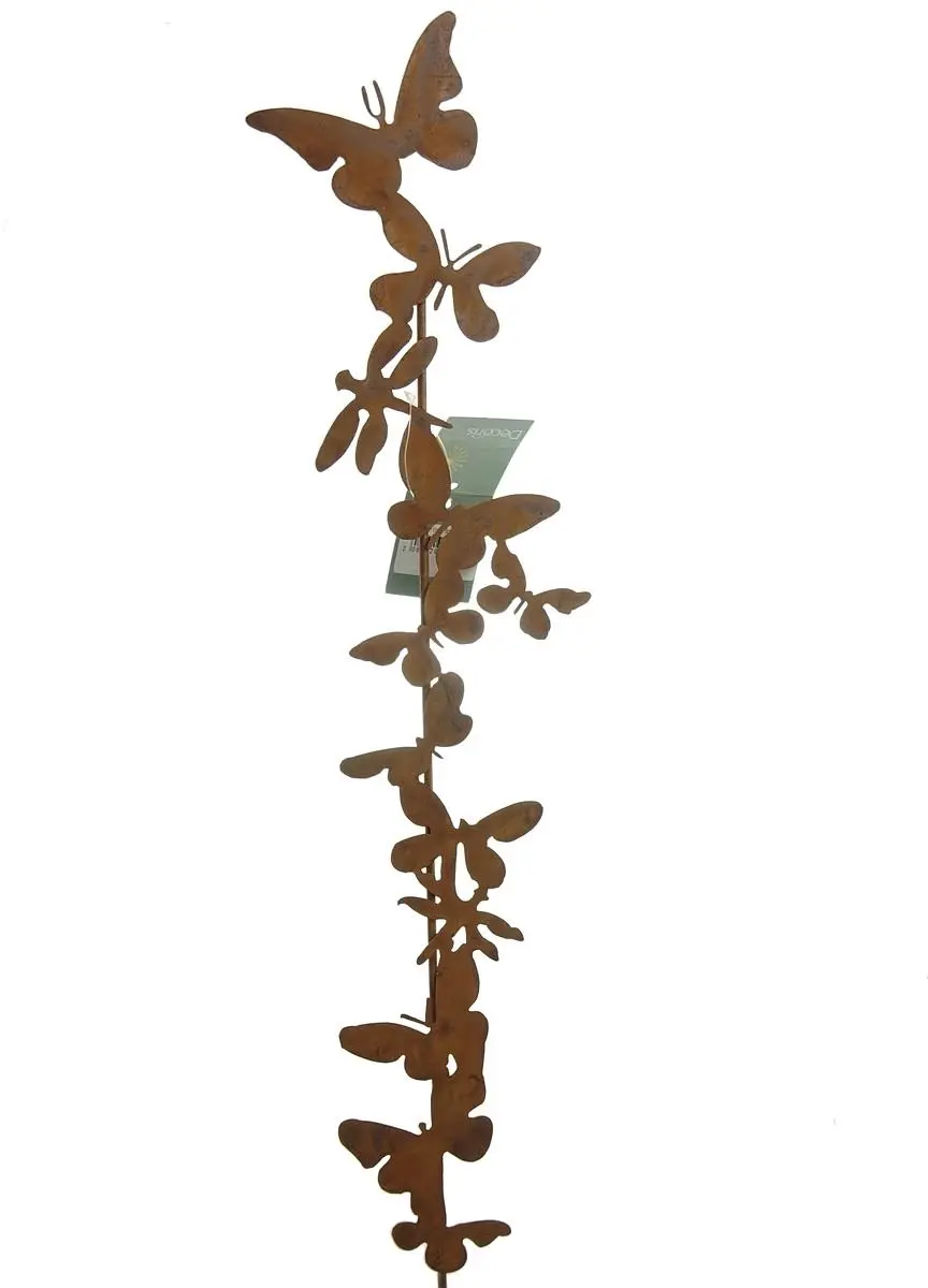 Decoris Tuinsteker Vlinders Roestlook 75 cm Metaal