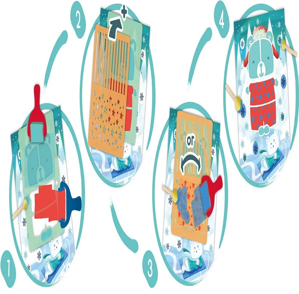 Hape Malspaß Kleurroller & Schablonen Set - Veelkleurig