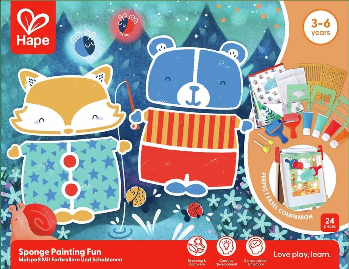 Hape Malspaß Kleurroller & Schablonen Set - Veelkleurig