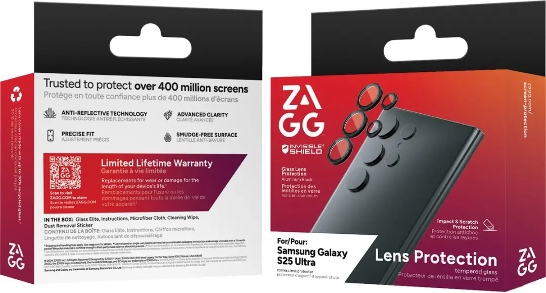 ZAGG InvisibleShield Glass Cameralensbeschermer S25 Ultra - 5 Stuks