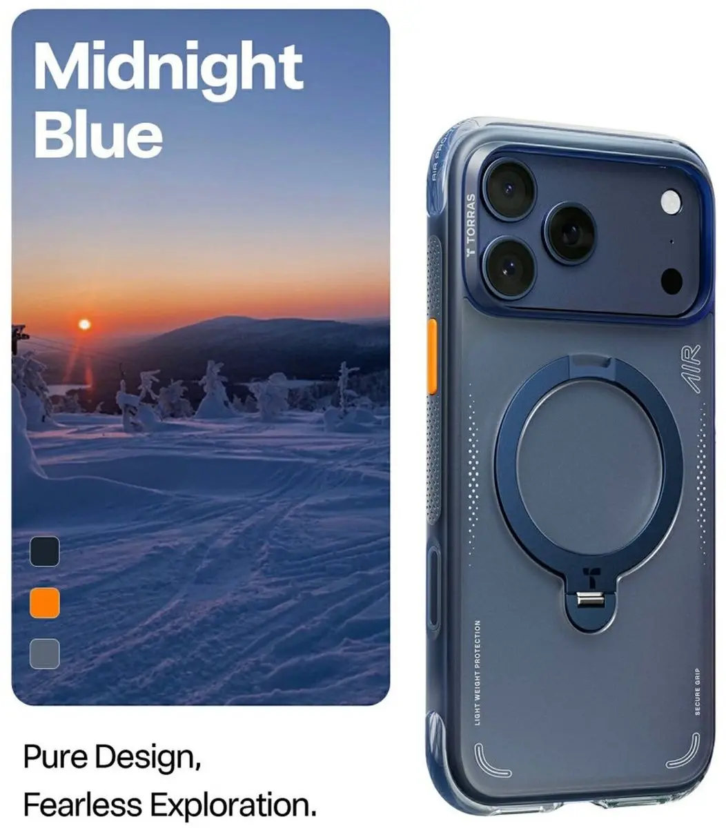 Torras Ostand Q3 Air Hoesje iPhone 17 Pro Max - Blauw