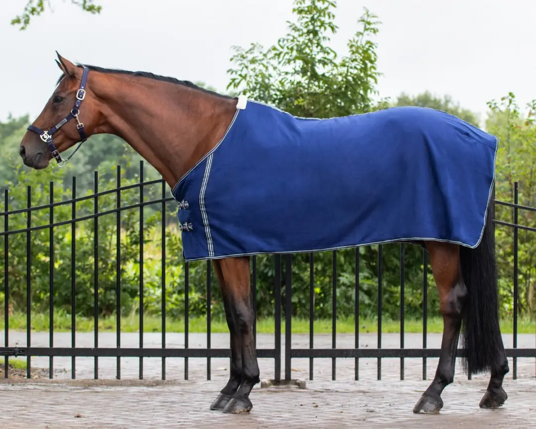 QHP Fleecedeken Basic 155cm - Donkerblauw