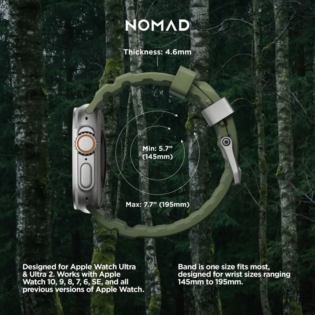 Nomad Rocky Point Horlogeband - Groen - 45/46/49mm