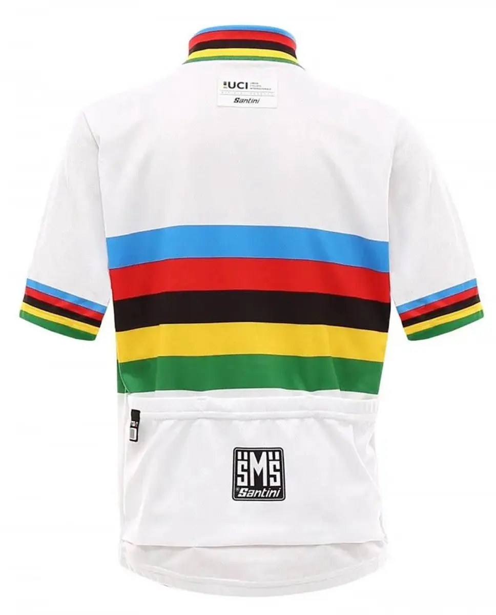 Santini UCI Wereldkampioen Short Sleeve Jersey Kids 110cm - Wit