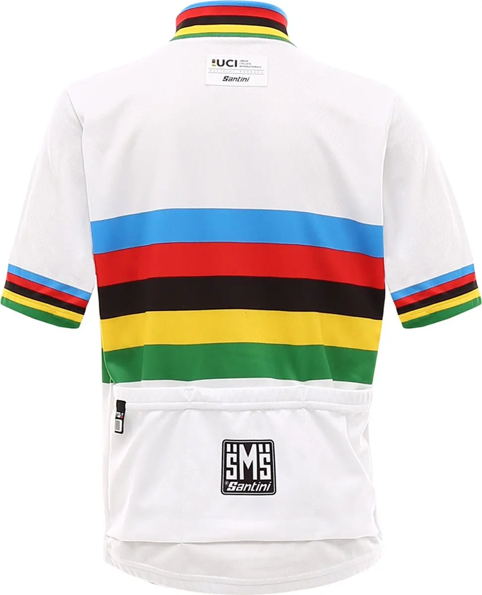 Santini UCI Wereldkampioen Short Sleeve Jersey Kids 110cm - Wit