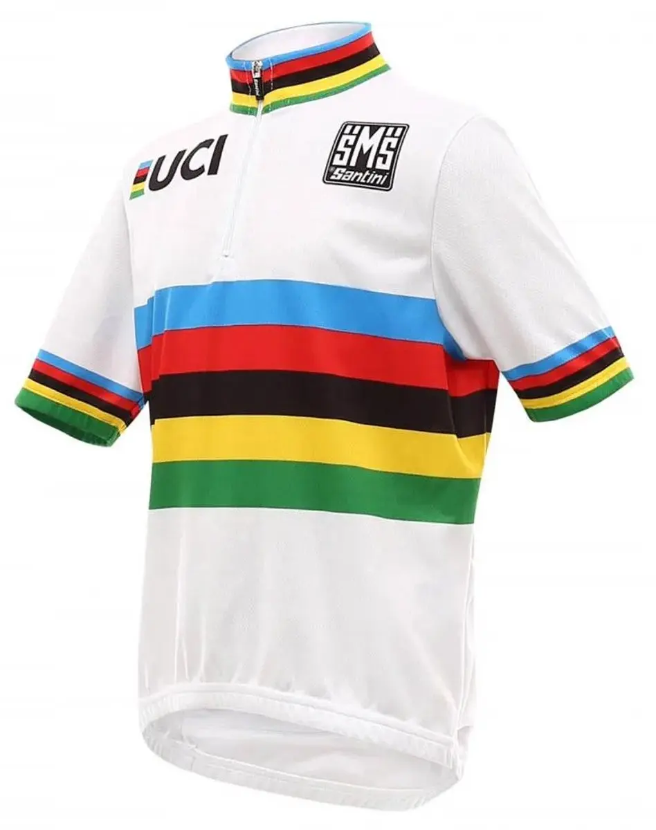 Santini UCI Wereldkampioen Short Sleeve Jersey Kids 110cm - Wit