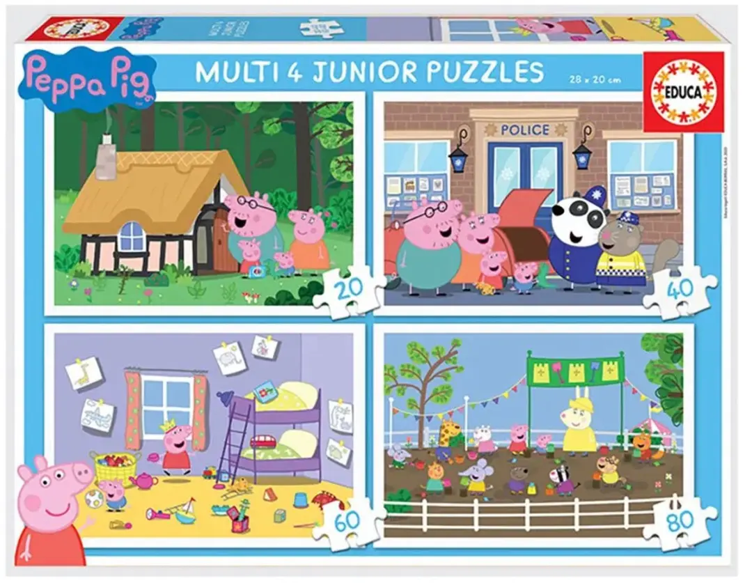 Educa Peppa Pig Puzzels - 4x 20/40/60/80 Stuks Multicolor - afbeelding 3 van 3