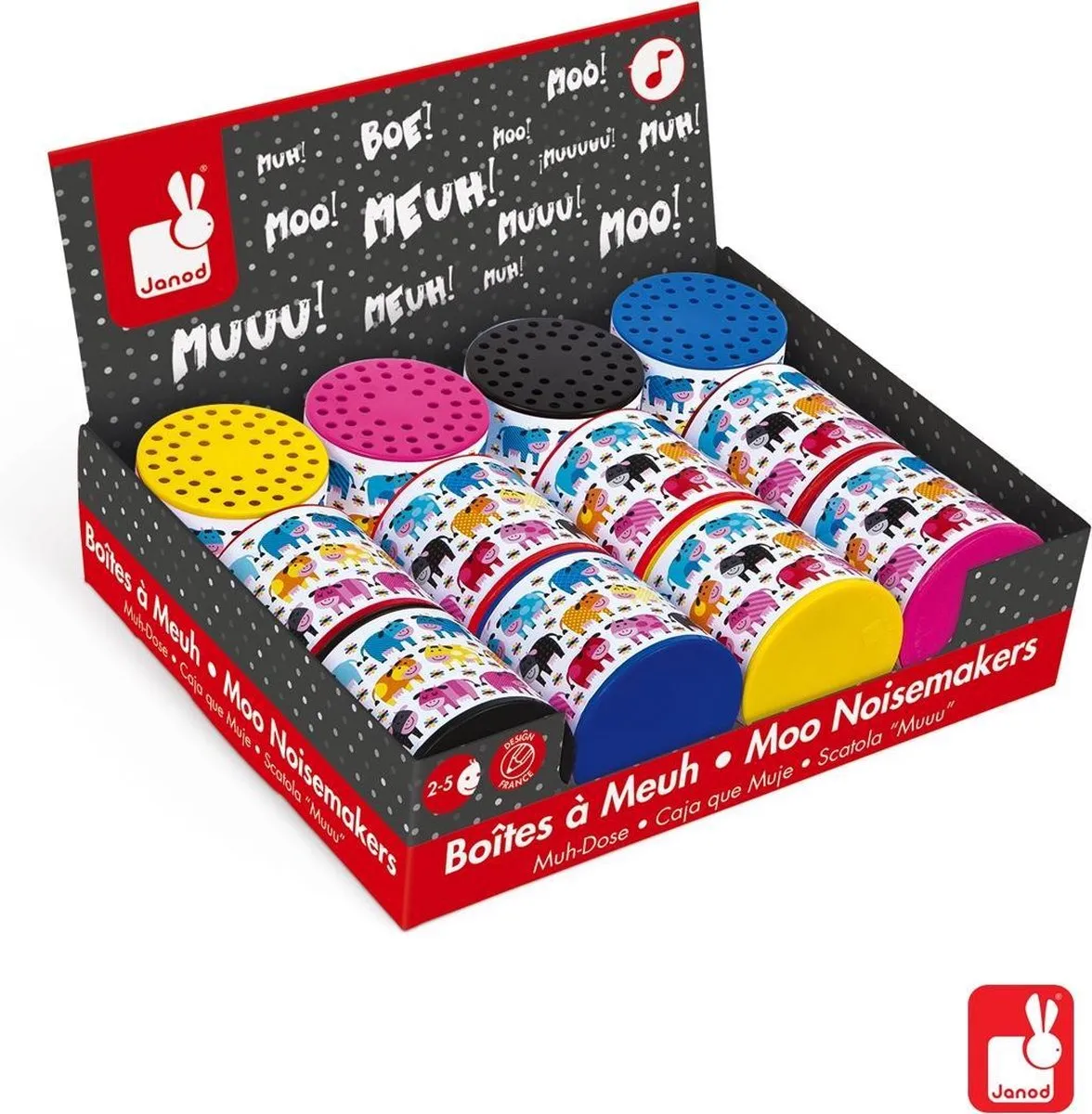 Janod Moo Geluidsdoosjes Koeien in de Weide - Multicolor