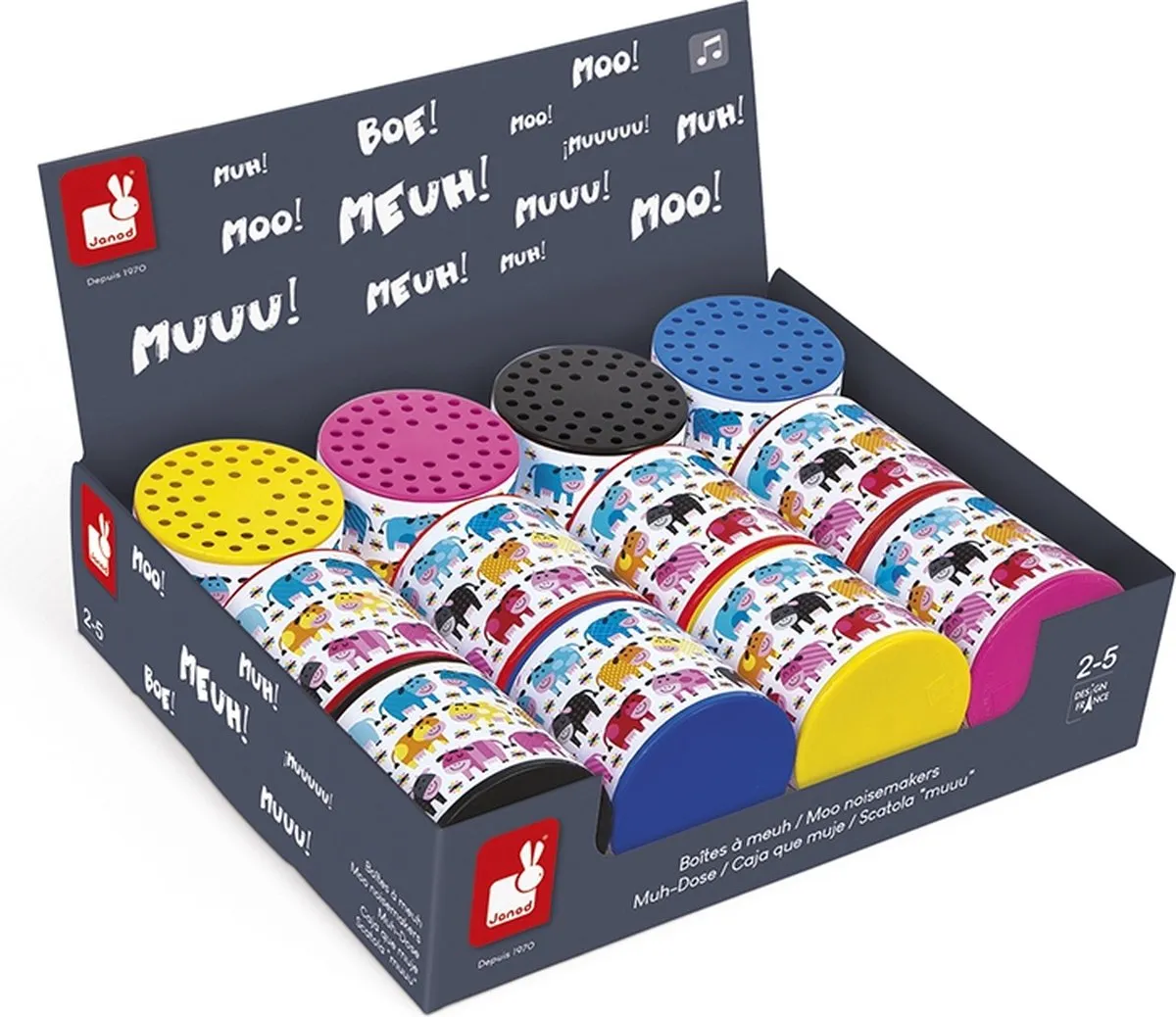 Janod Moo Geluidsdoosjes Koeien in de Weide - Multicolor