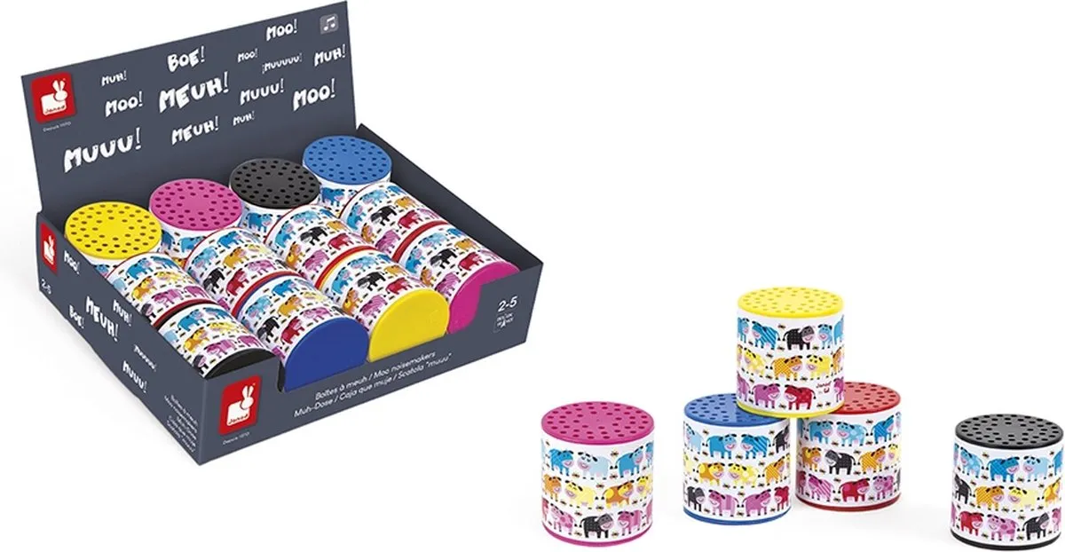 Janod Moo Geluidsdoosjes Koeien in de Weide - Multicolor