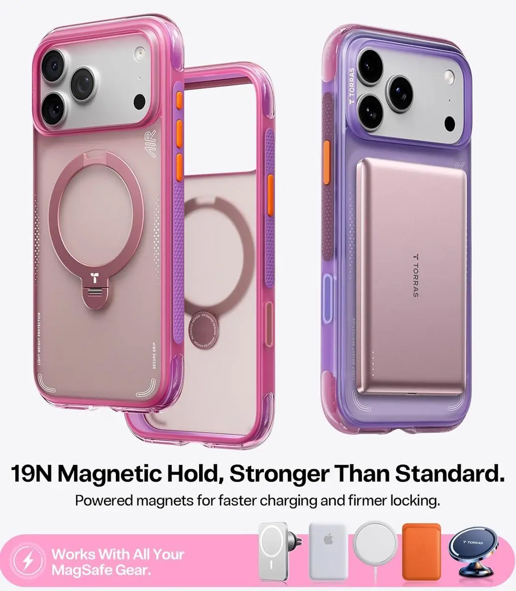 Torras Ostand Q3 Air Spin Hoesje iPhone 17 Pro - MagSafe/Rose