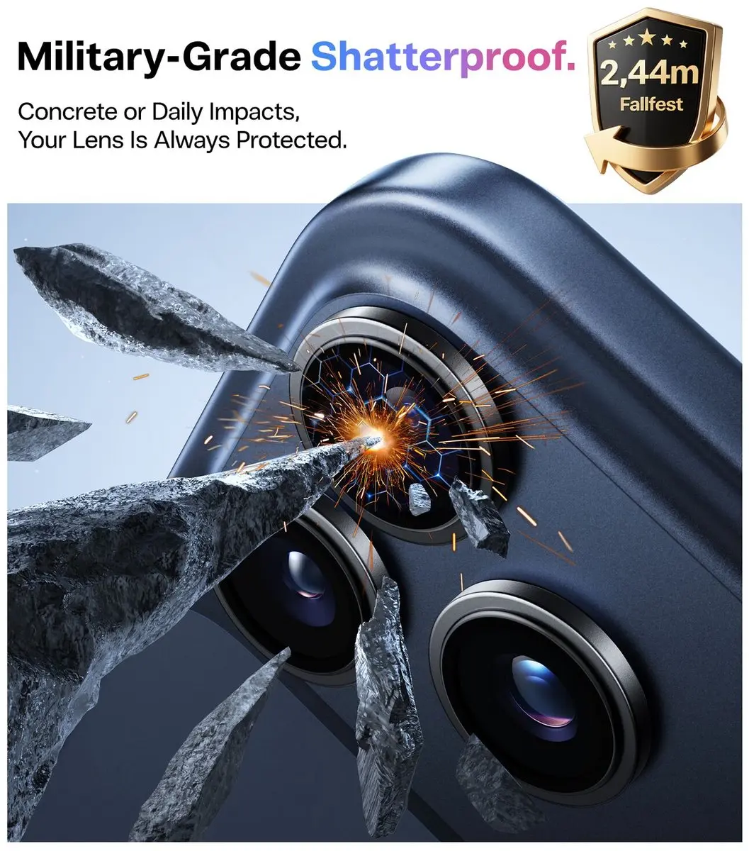 Torras LensGuard iPhone 17 Pro Max Camera Lens Protector 9H - Zwart
