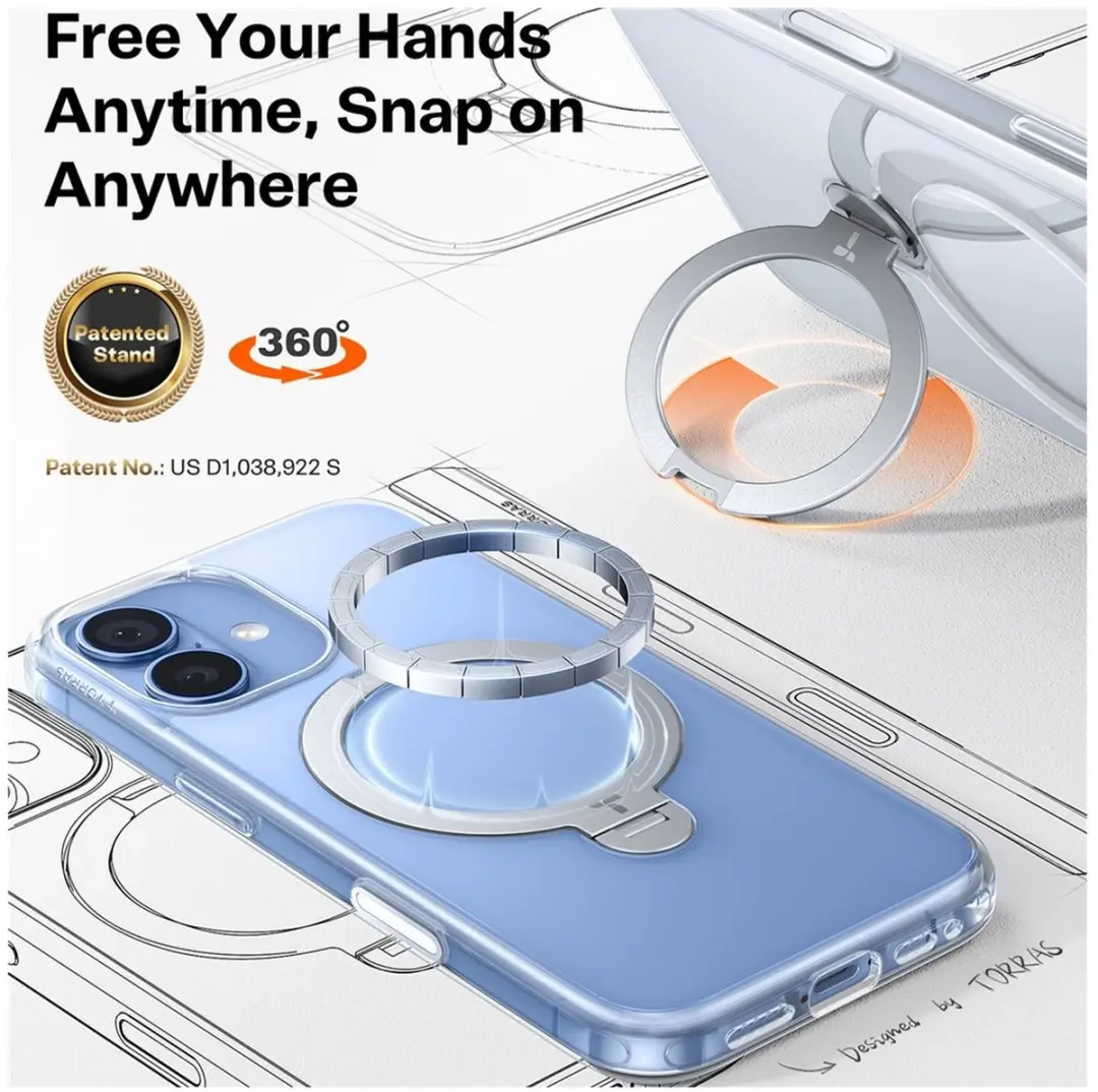Torras UPro Ostand Spin Hoesje iPhone 17 - Transparant - afbeelding 6 van 6