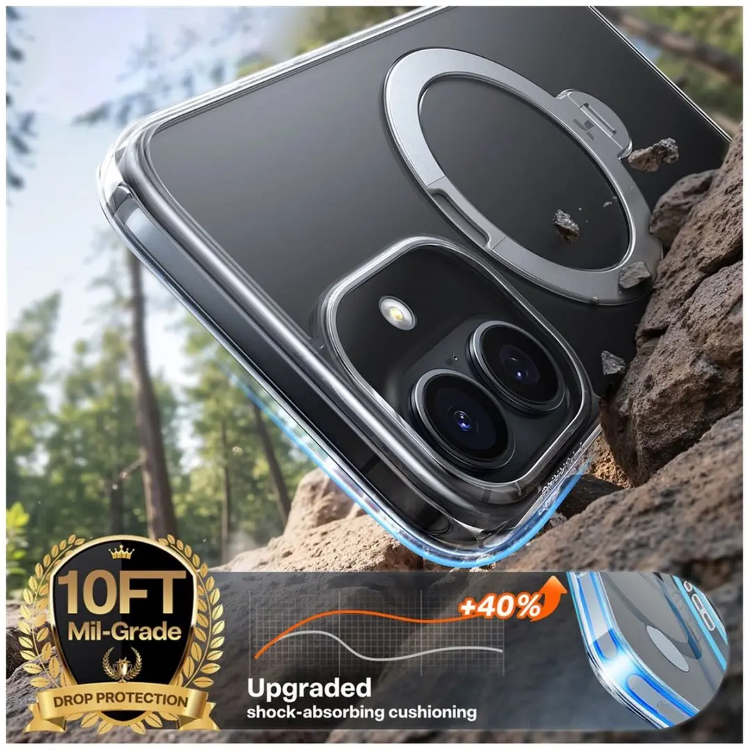 Torras UPro Ostand Spin Hoesje iPhone 17 - Transparant