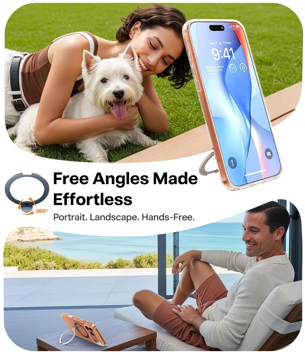 Torras UPro Ostand Spin Hoesje iPhone 17 Pro - Transparant