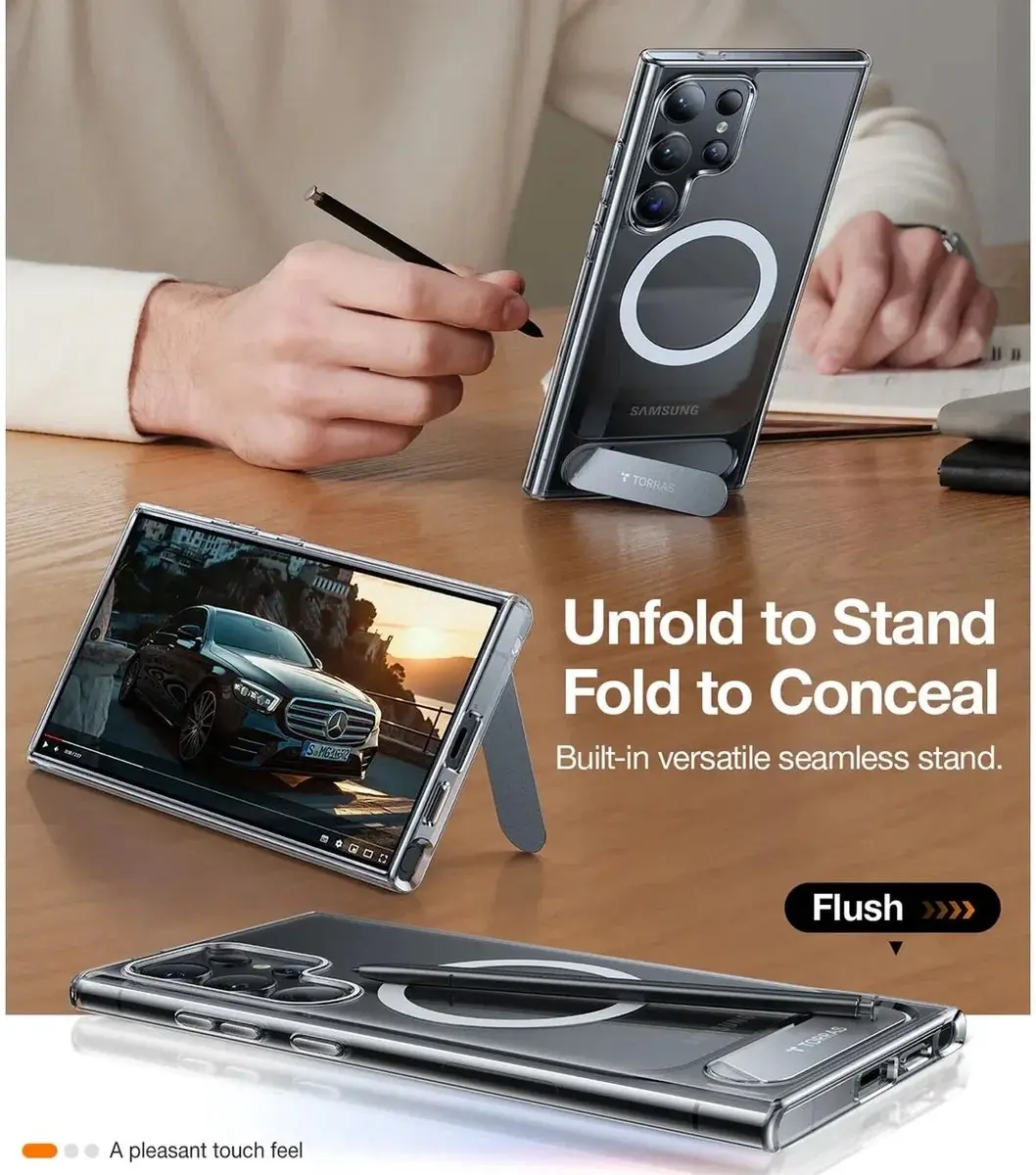 Torras UPro Pstand Hoesje Samsung Galaxy S24 Ultra - Transparant - afbeelding 6 van 6