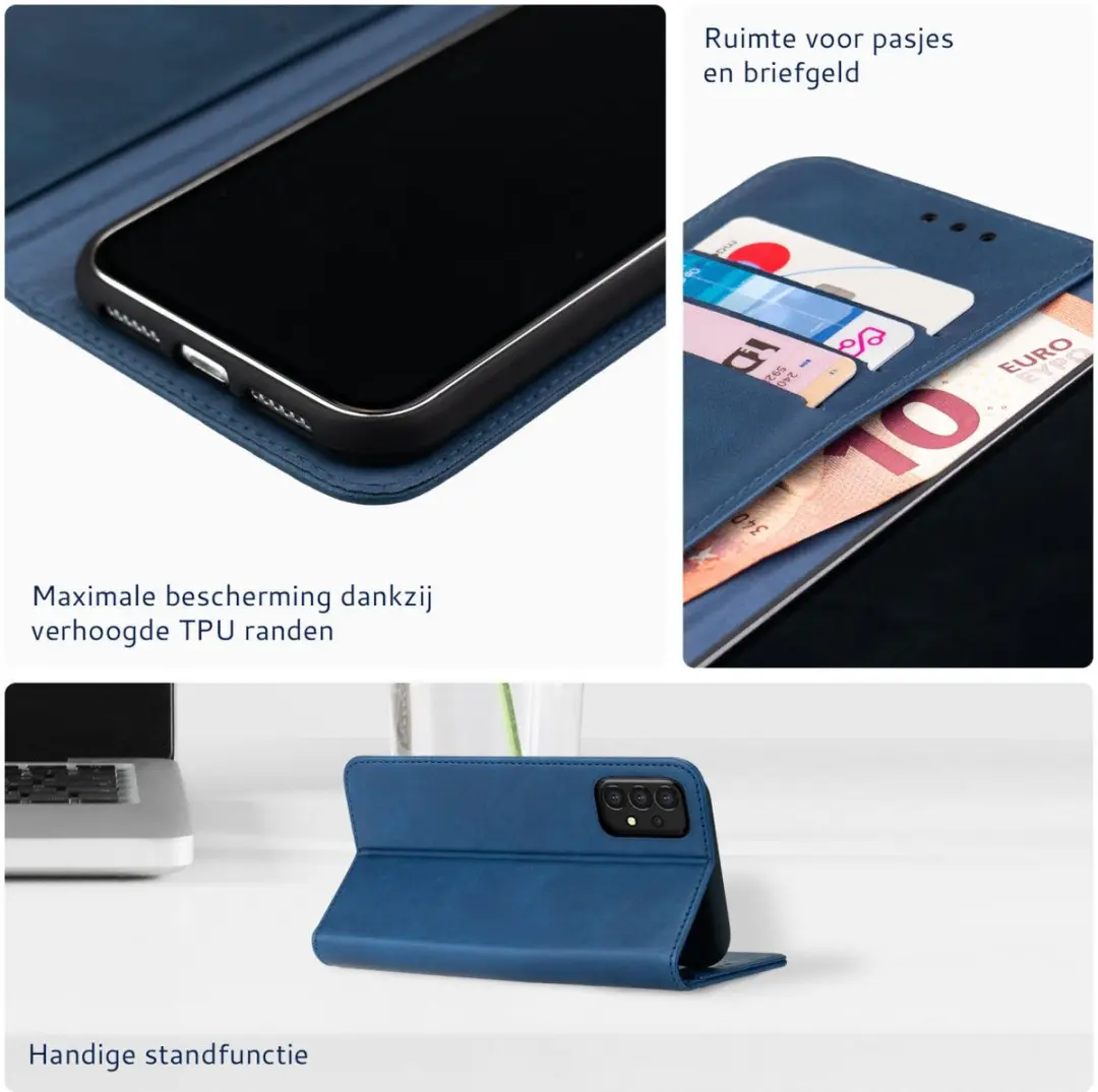 Rosso Element Book Case Wallet Samsung Galaxy A22 5G - 3 Pasjes - Blauw