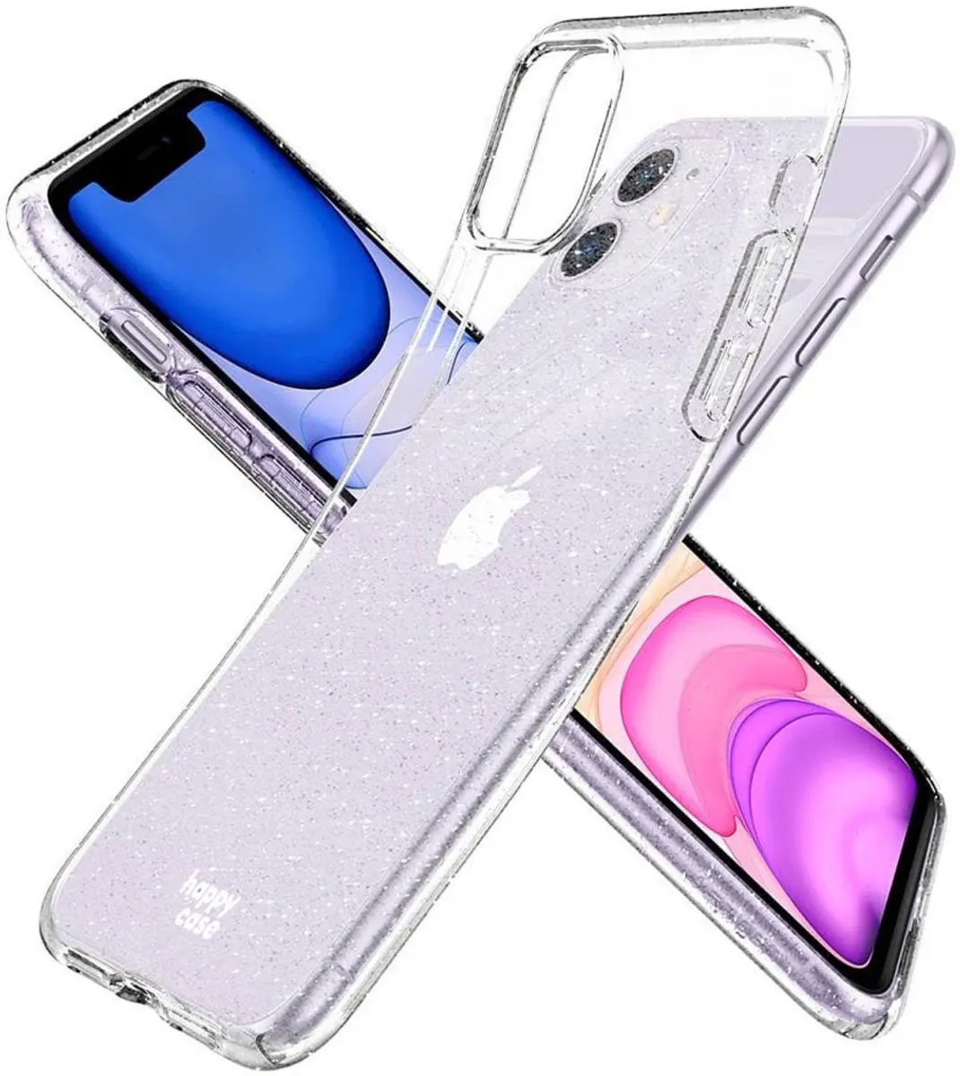 HappyCase iPhone 11 Hoesje TPU Glitter Transparant
