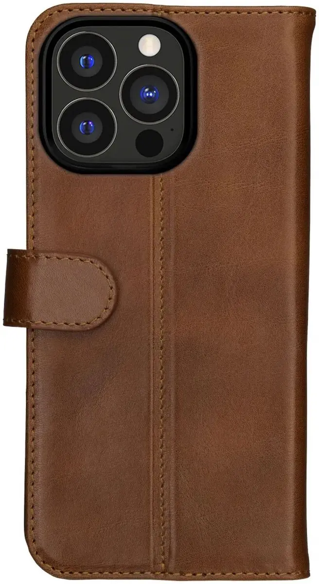 Rosso Deluxe Book Case iPhone 15 Pro - 3 Pasjes - Bruin - afbeelding 6 van 6