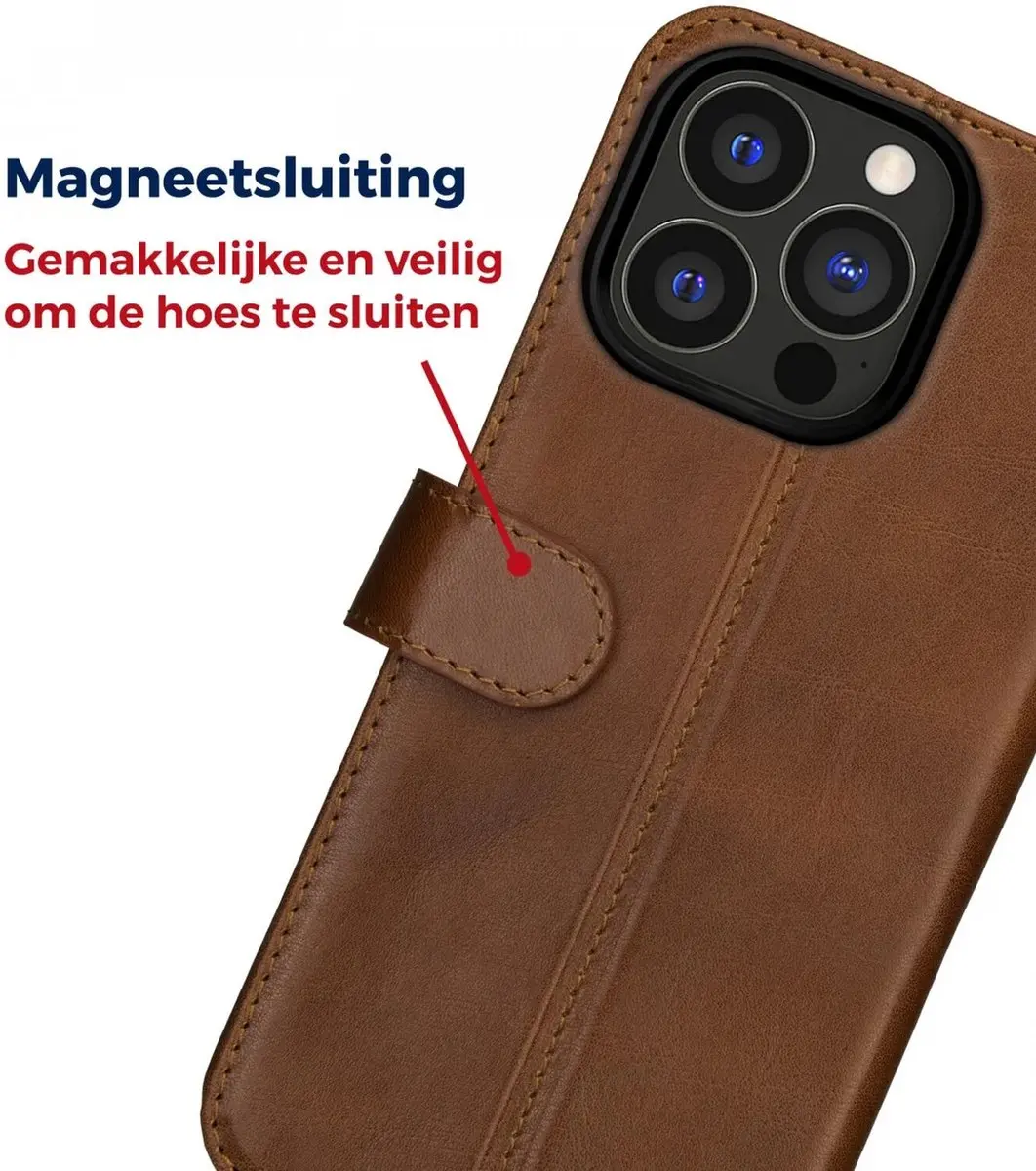 Rosso Deluxe Book Case iPhone 15 Pro - 3 Pasjes - Bruin