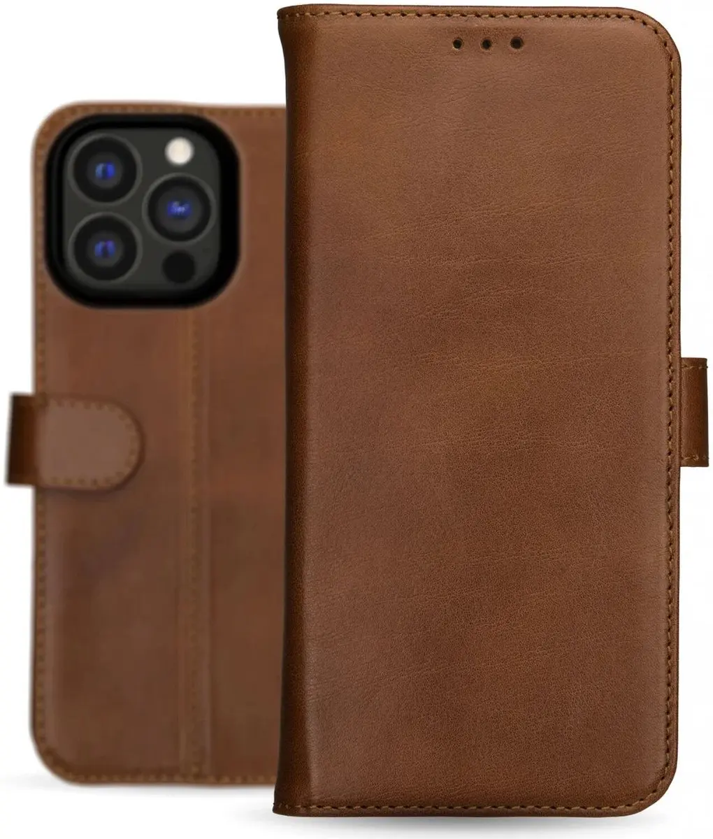 Rosso Deluxe Book Case iPhone 15 Pro - 3 Pasjes - Bruin
