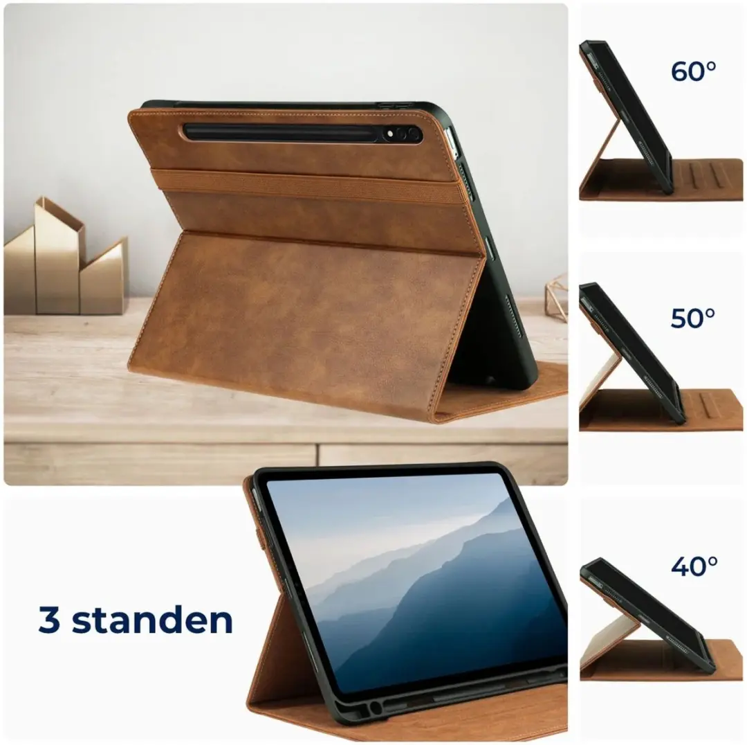 Rosso Element Book Case 165701 - Hoes Samsung Galaxy Tab S10 Ultra/S9 Ultra - 14.6" - Bruin - afbeelding 2 van 6