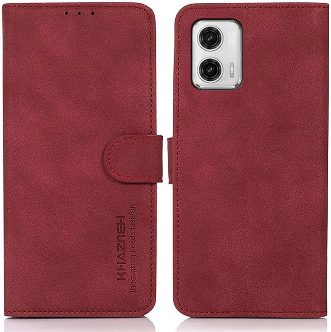 Khazneh Moto G73 Retro Wallet Hoesje - Rood