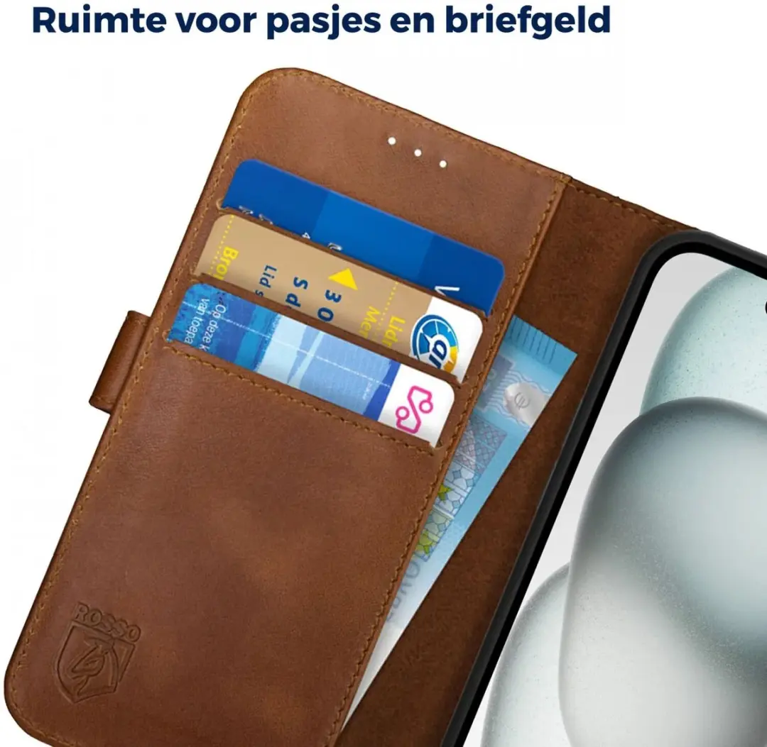 Rosso Deluxe Book Case Samsung Galaxy S23 FE - 3 Pasjes Bruin