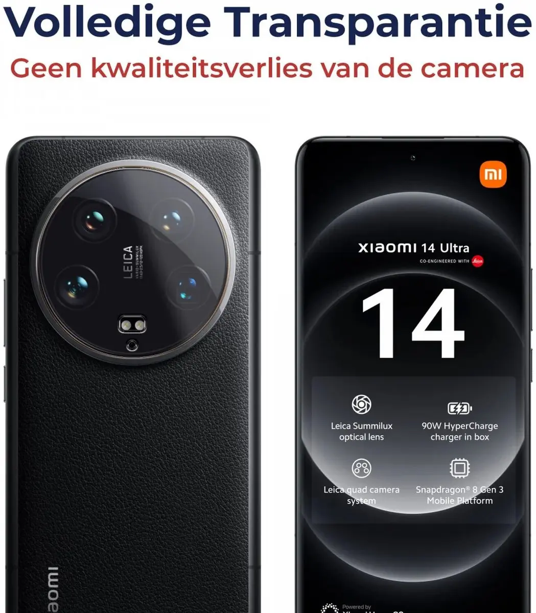 Rosso Camera Protector Xiaomi 14 Ultra - Ultra Dun Glas - Transparant