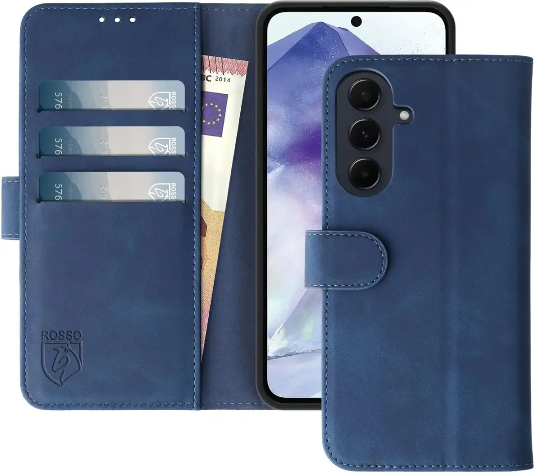 Rosso Element Wallet Book Case Samsung Galaxy A55 - 3 Pasjes - Blauw