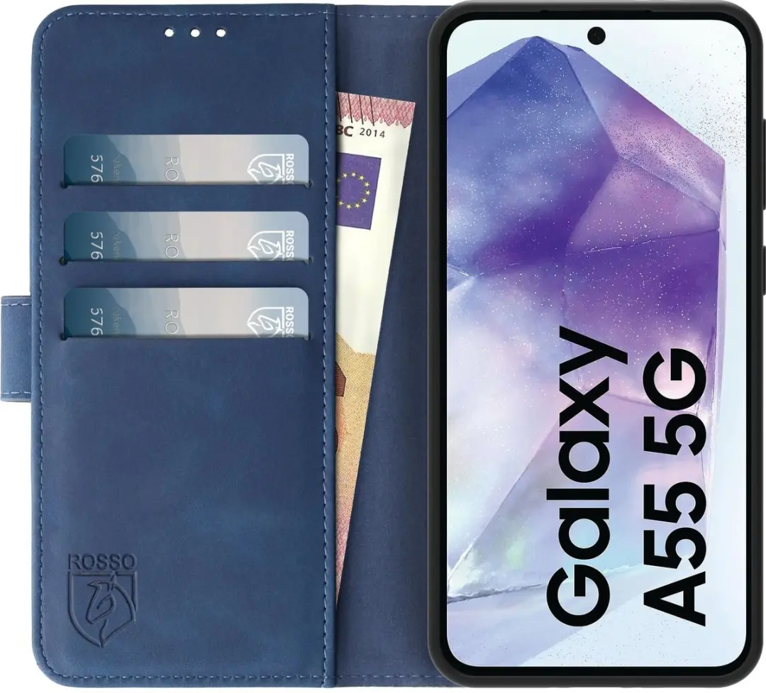 Rosso Element Wallet Book Case Samsung Galaxy A55 - 3 Pasjes - Blauw - afbeelding 6 van 6