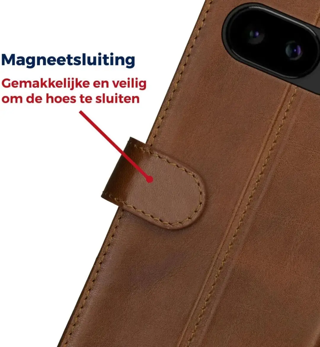 Rosso Deluxe Echt Leer Hoesje 205065 - Google Pixel 9a - 3 Pasjes Bruin