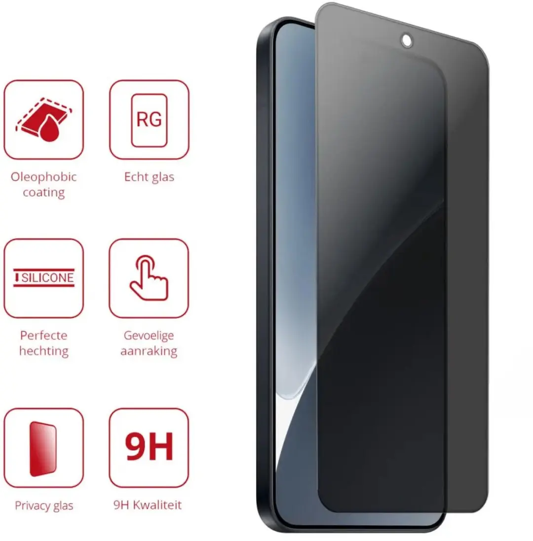 Rosso Privacy Screen Protector Xiaomi 15 - 9H Gehard Glas - Case Friendly