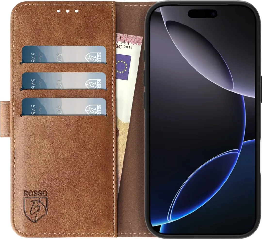 Rosso Element Wallet Book Case iPhone 17 Pro - 3 Pasjes - Bruin