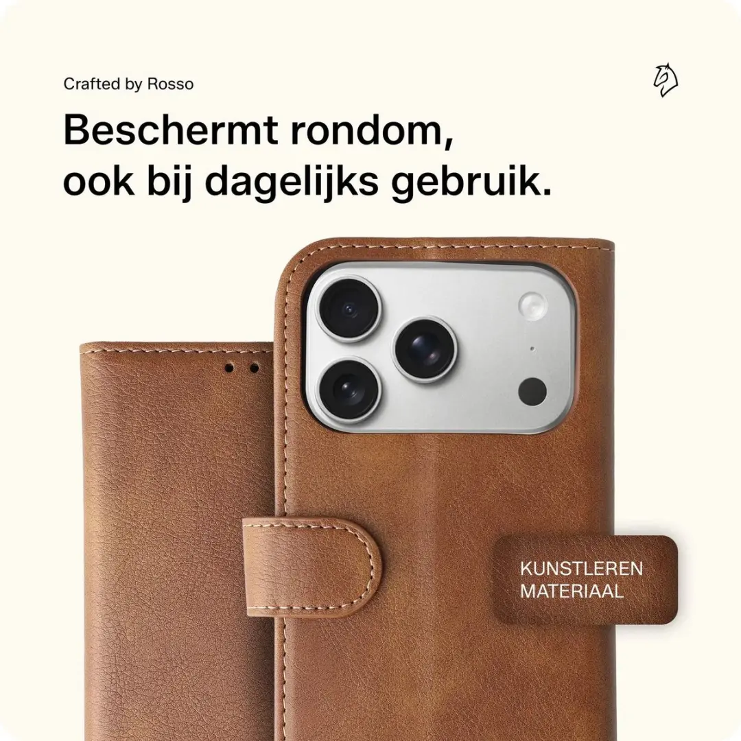 Rosso Element Wallet Book Case iPhone 17 Pro - 3 Pasjes - Bruin